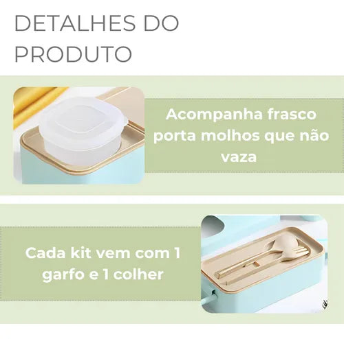 Marmita Plastico Divisórias 4 Potes Hermetica Fit Microondas