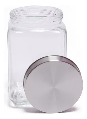 Kit 3 Pote Hermetico Vidro 1.7l Com Tampa Inox Mantimentos