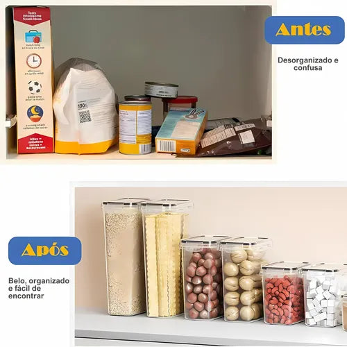 Kit 16 Potes Herméticos Para Mantimentos E Alimentos