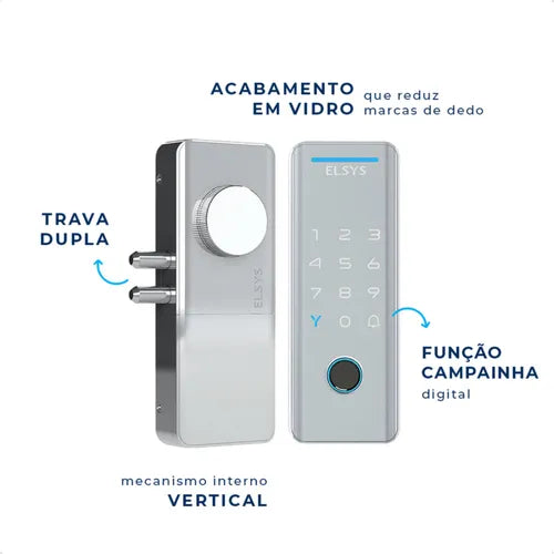 Fechadura Digital Elsys Prata Esf-ds4100v Senha E Tag Tecno
