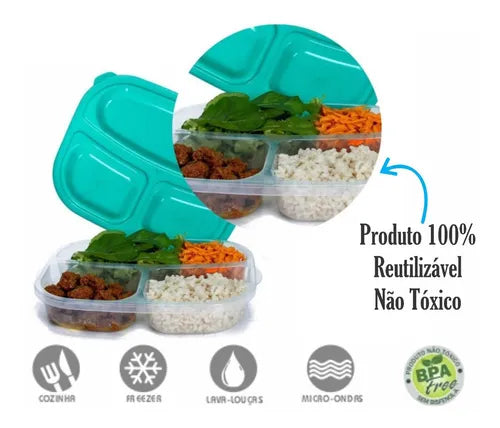 12 Potes Marmita Reutilizável Potes 500ml Freezer Microondas Cor Sortido