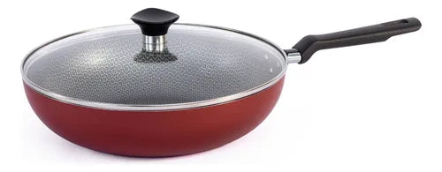 Frigideira Antiaderente Tramontina Grande 28 Cm Com Tampa Cor Vermelho