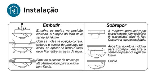Sensor De Presença Movimento Teto 360° Dip Exatron Lestnidp 110V 220V Bivolt Branco