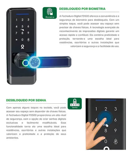 Fechadura Digital Eletrônica Biométrica 5 Formas De Acesso - Mixtou