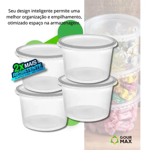 Potes Descartáveis Redondo 24un 1l 1000ml Freezer Microondas