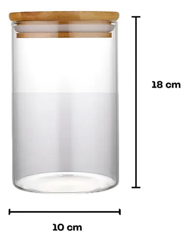 Conjunto 3 Potes Herméticos Com 1000ml De Vidro Redondo Cor Branco