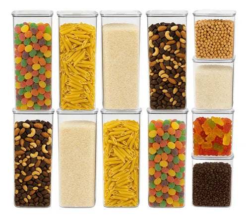 Kit 8 Potes 2,3l + 4 Potes 1,1l P/ Organização Cozinha